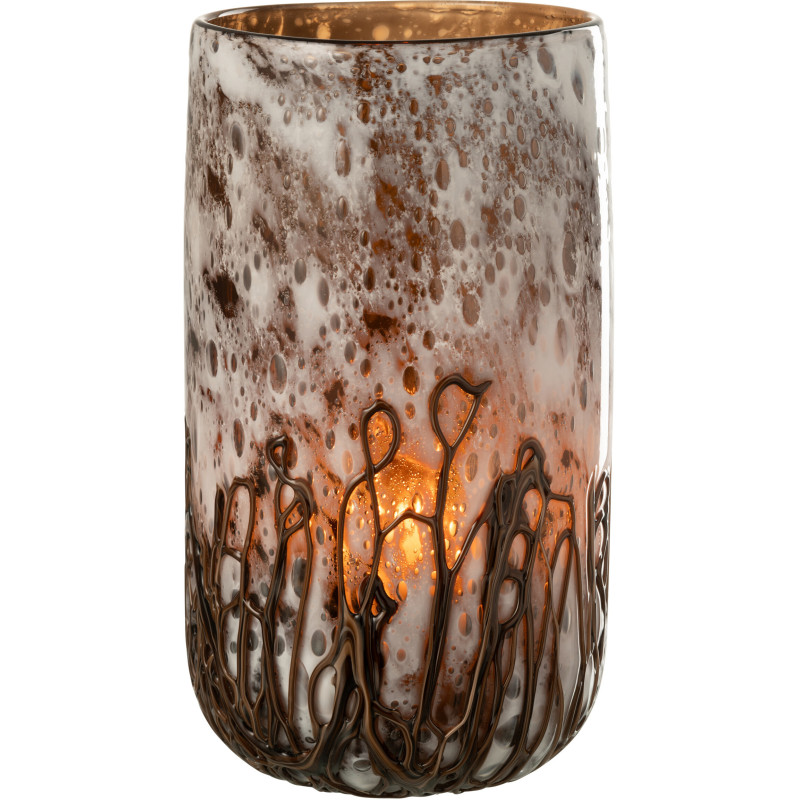 Vase minimaliste Cylindrique Hauteur 20 cm en Verre Marron ambré Yara - 2