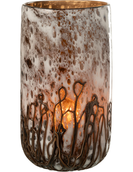 Vase minimaliste Cylindrique Hauteur 20 cm en Verre Marron ambré Yara - 2