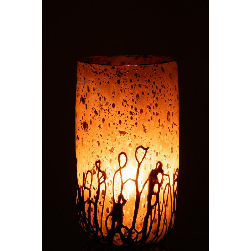 Vase minimaliste Cylindrique Hauteur 20 cm en Verre Marron ambré Yara - 3