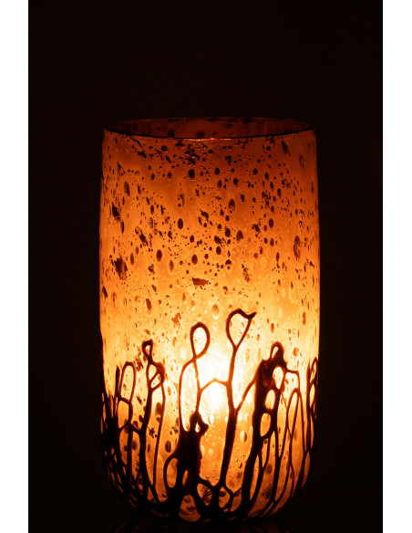 Vase minimaliste Cylindrique Hauteur 20 cm en Verre Marron ambré Yara - 3