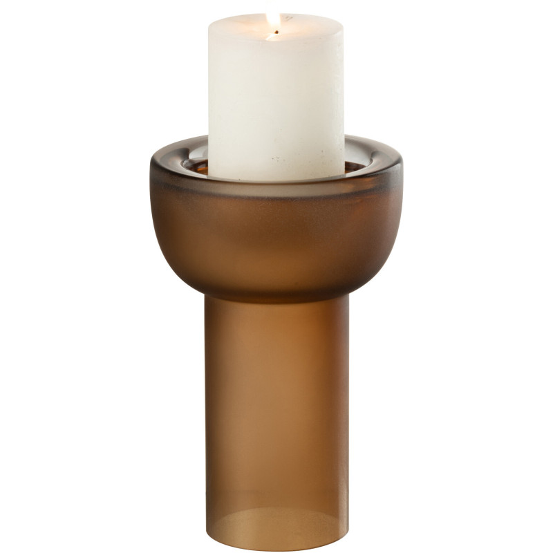 Grand Vase minimaliste Cylindrique Hauteur 38 cm en Verre Gris greige Yara - 3