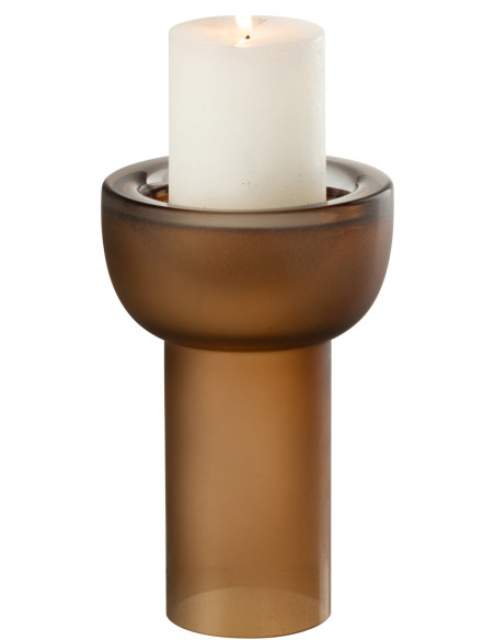 Grand Vase minimaliste Cylindrique Hauteur 38 cm en Verre Gris greige Yara - 3