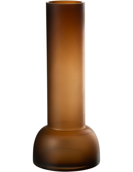 Grand Vase minimaliste Cylindrique Hauteur 38 cm en Verre Marron ambré Yara - 1