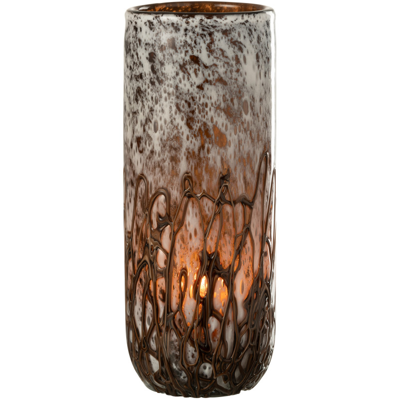 Grand Vase minimaliste Cylindrique Hauteur 38 cm en Verre Marron ambré Yara - 2