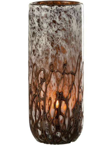 Grand Vase minimaliste Cylindrique Hauteur 38 cm en Verre Marron ambré Yara - 2