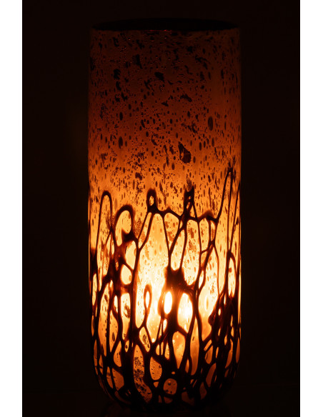 Grand Vase minimaliste Cylindrique Hauteur 38 cm en Verre Marron ambré Yara - 3