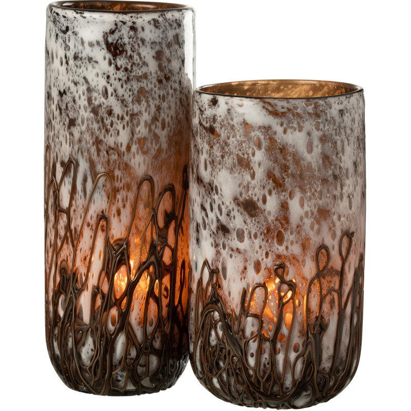 Grand Vase minimaliste Cylindrique Hauteur 38 cm en Verre Marron ambré Yara - 5