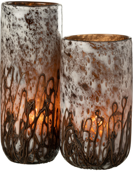 Grand Vase minimaliste Cylindrique Hauteur 38 cm en Verre Marron ambré Yara - 5