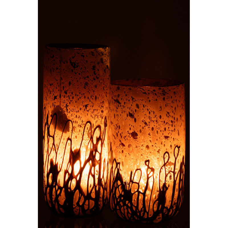 Grand Vase minimaliste Cylindrique Hauteur 38 cm en Verre Marron ambré Yara - 6