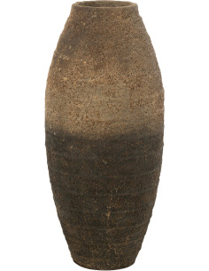 Grand Vase vintage Rond Hauteur 100 cm en Ciment Marron Noir Nemi - 1