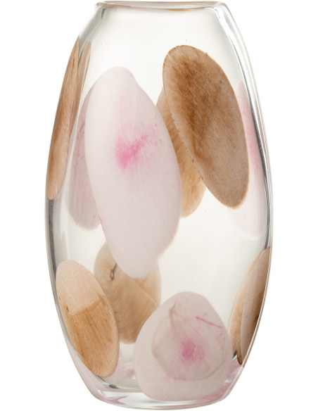 Grand Vase moderne Ovale Hauteur 34 cm en Verre Rose Marron Transparent Momo - 1