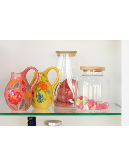 Grand Vase moderne Ovale Hauteur 34 cm en Verre Rose Marron Transparent Momo - 2