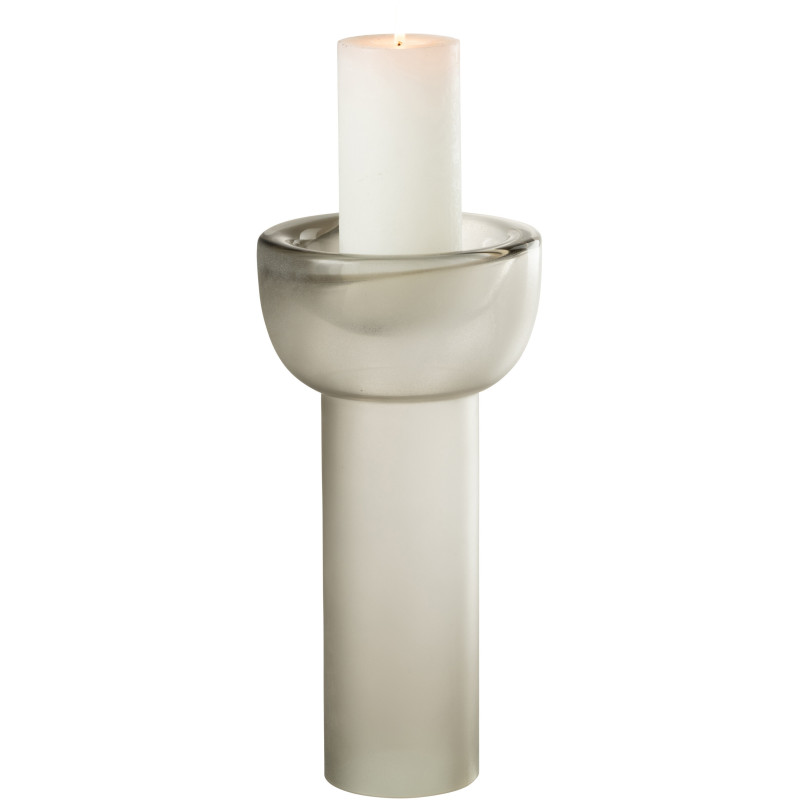 Vase minimaliste Cylindrique Hauteur 20 cm en Verre Gris greige Yara - 3