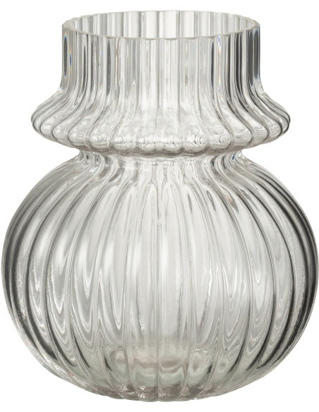 Vase moderne Rond Hauteur 20 cm en Verre Transparent Kano - 1