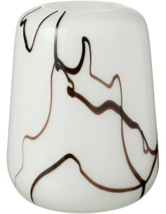 Vase moderne Rond Hauteur 22 cm en Verre Blanc Effet fumé Myko - 1