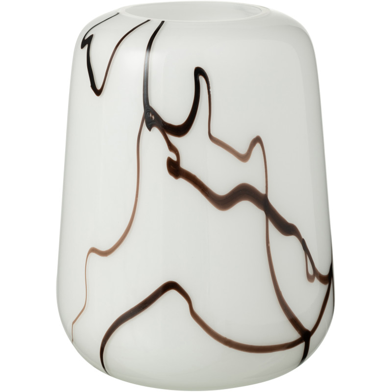 Vase moderne Rond Hauteur 22 cm en Verre Blanc Effet fumé Myko - 1