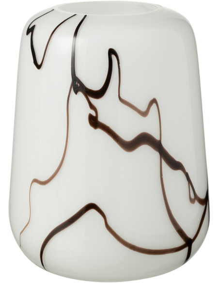 Vase moderne Rond Hauteur 22 cm en Verre Blanc Effet fumé Myko - 1