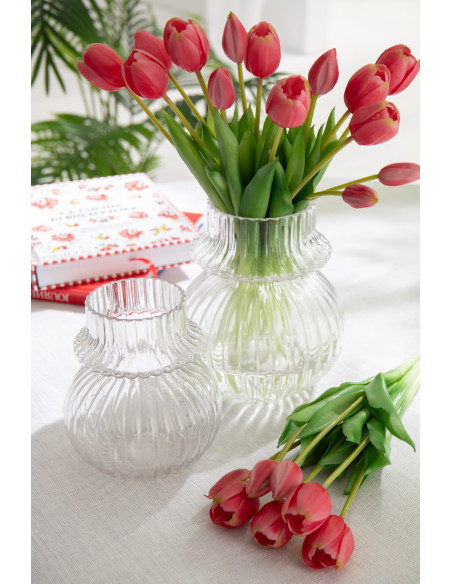 Vase moderne Rond Hauteur 22 cm en Verre Blanc Effet fumé Myko - 2