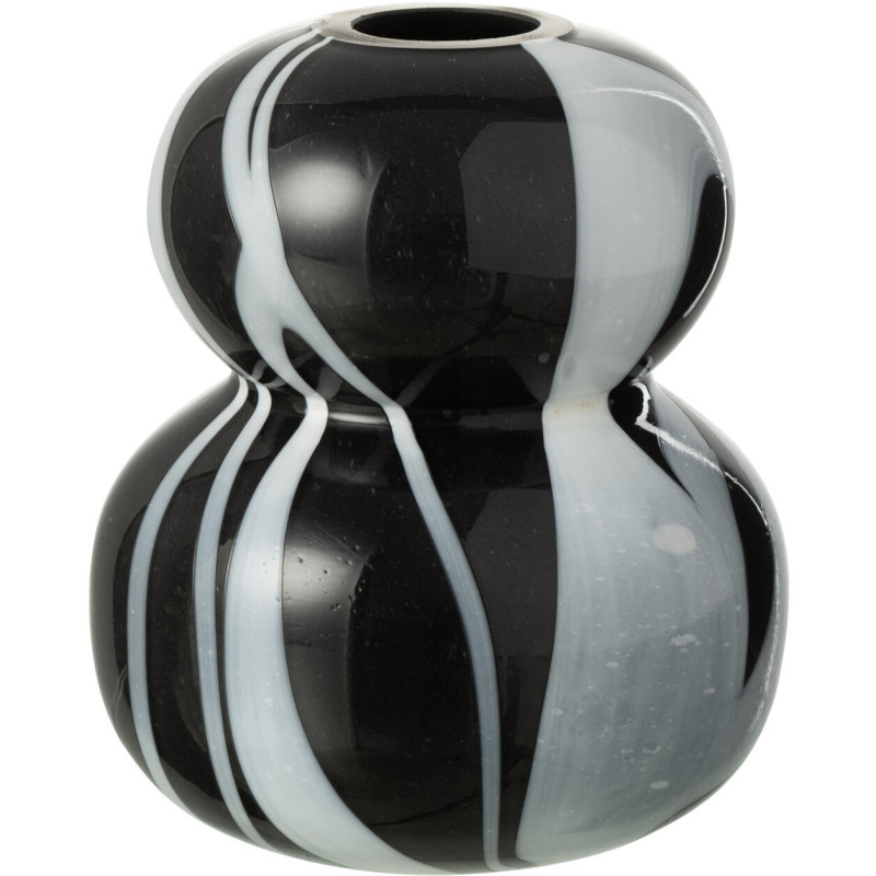 Petit Vase moderne Boules Hauteur 12 cm en Verre Noir Blanc Effet fumé Myko - 1