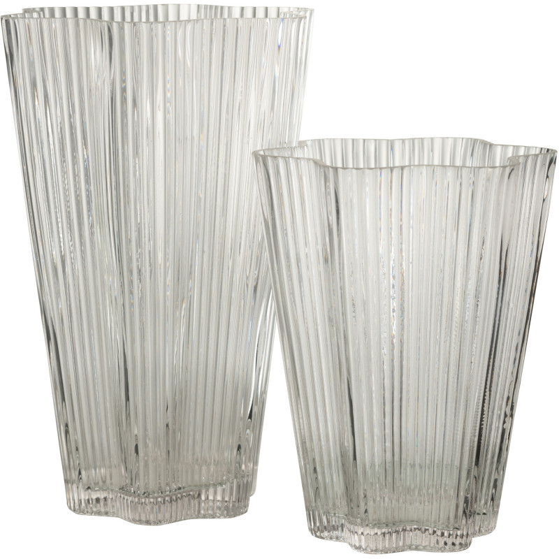 Grand Vase moderne Rond Hauteur 37 cm en Verre Vert Blanc Transparent Livy - 2