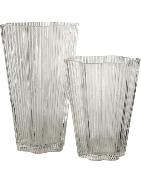 Grand Vase moderne Rond Hauteur 37 cm en Verre Vert Blanc Transparent Livy - 2