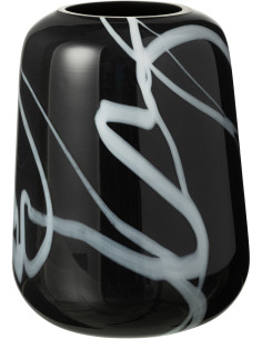 Vase moderne Rond Hauteur 22 cm en Verre Noir Effet fumé Myko - 1