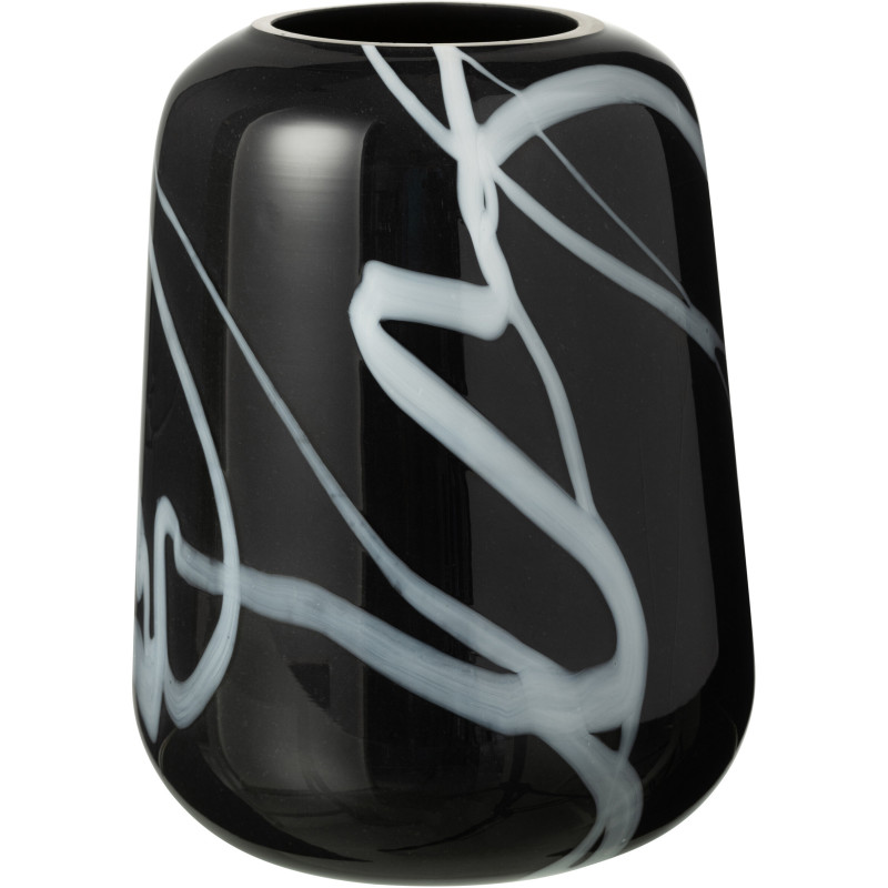 Vase moderne Rond Hauteur 22 cm en Verre Noir Effet fumé Myko - 1