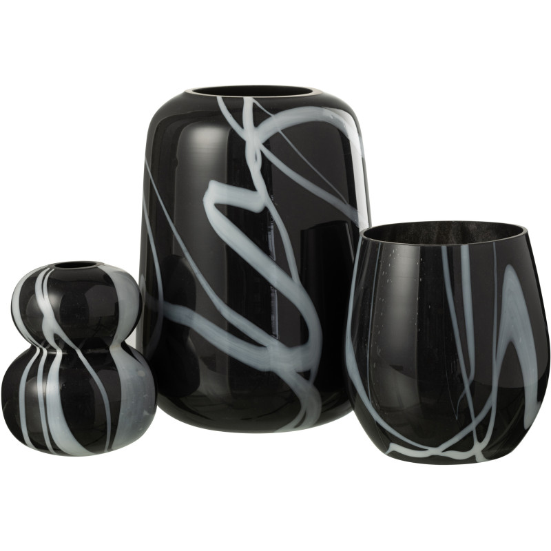 Petit Vase original Rond Hauteur 14 cm en Verre Bleu foncé Nixi (Lot de 2) - 2