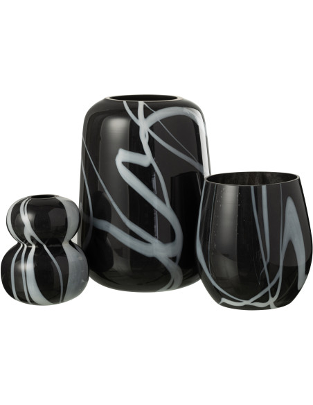 Petit Vase original Rond Hauteur 14 cm en Verre Bleu foncé Nixi (Lot de 2) - 2