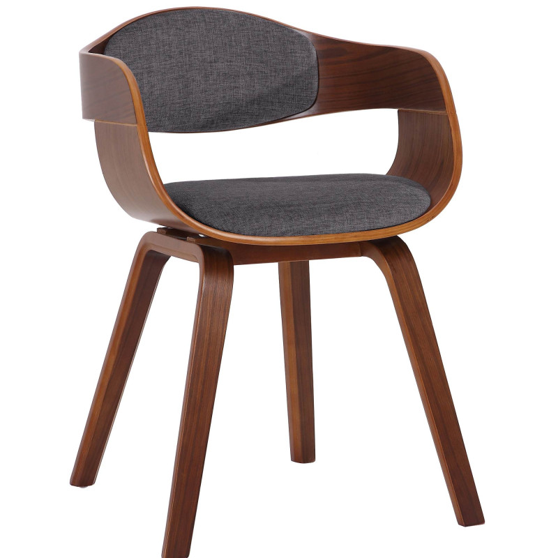 Fauteuil de table Beatrix en Polyester Gris clair Bois Noyer - 1