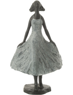 Statuette déco Femme dans le vent Hauteur 38 cm en Résine Gris Noir Kavo - 1