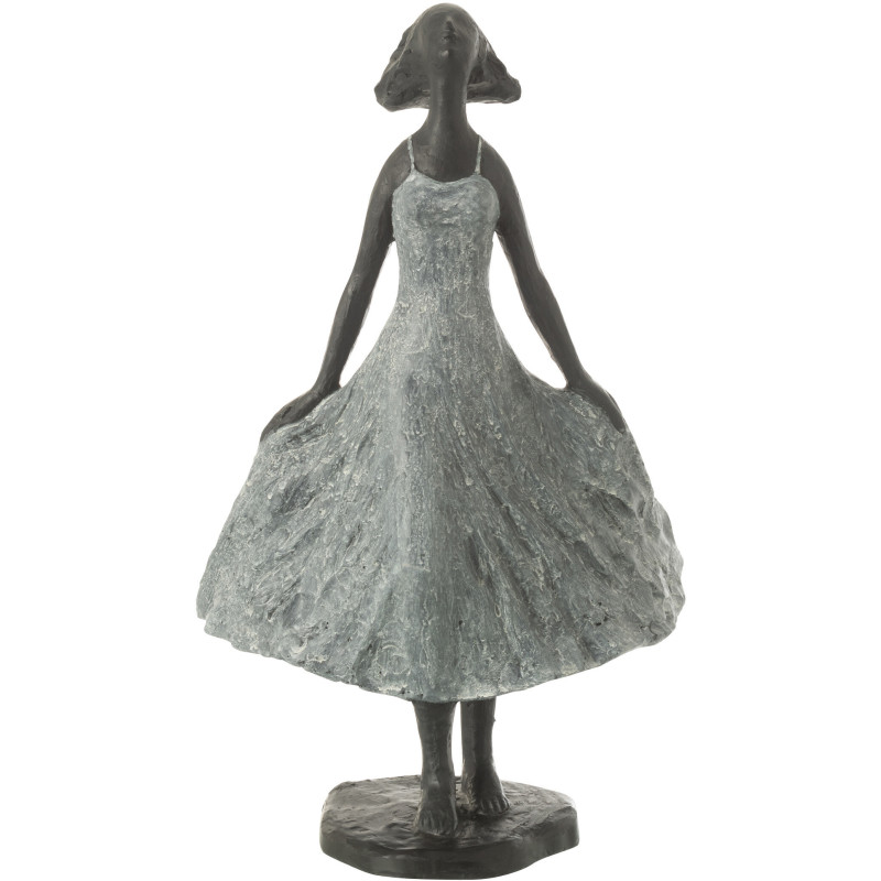 Statuette déco Femme dans le vent Hauteur 38 cm en Résine Gris Noir Kavo - 1