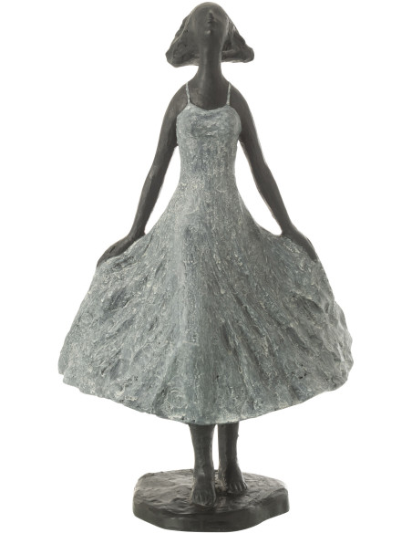 Statuette déco Femme dans le vent Hauteur 38 cm en Résine Gris Noir Kavo - 1