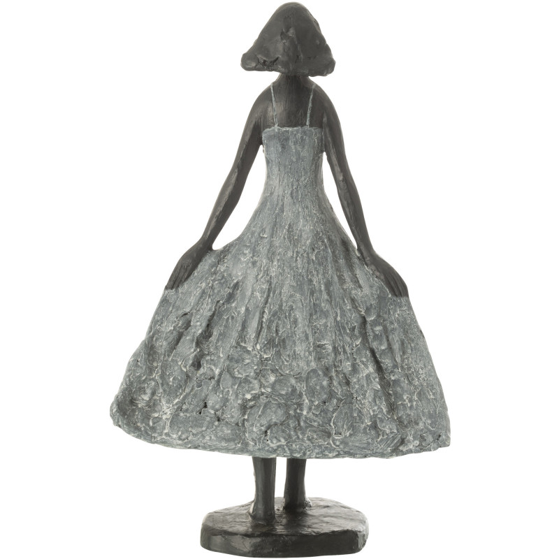 Statuette déco Femme dans le vent Hauteur 38 cm en Résine Gris Noir Kavo - 4