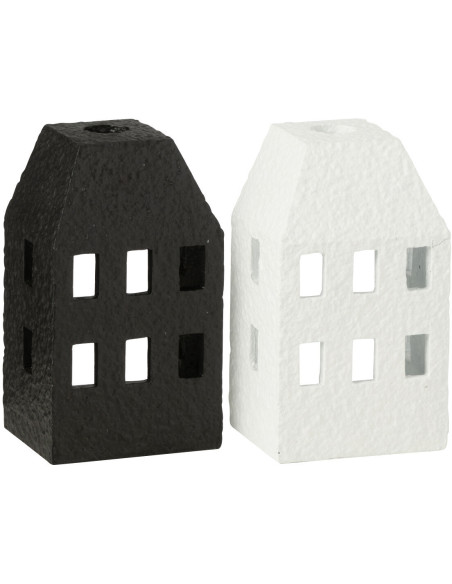 Bougeoir original Maison en Ciment Noir Blanc Fimo (Lot de 2) - 1