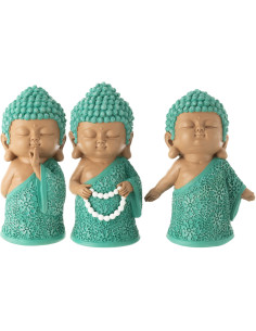 Statuettes déco Moines Priants Hauteur 15 cm en Résine Beige Bleu azur Tanu (Lot de 3) - 1