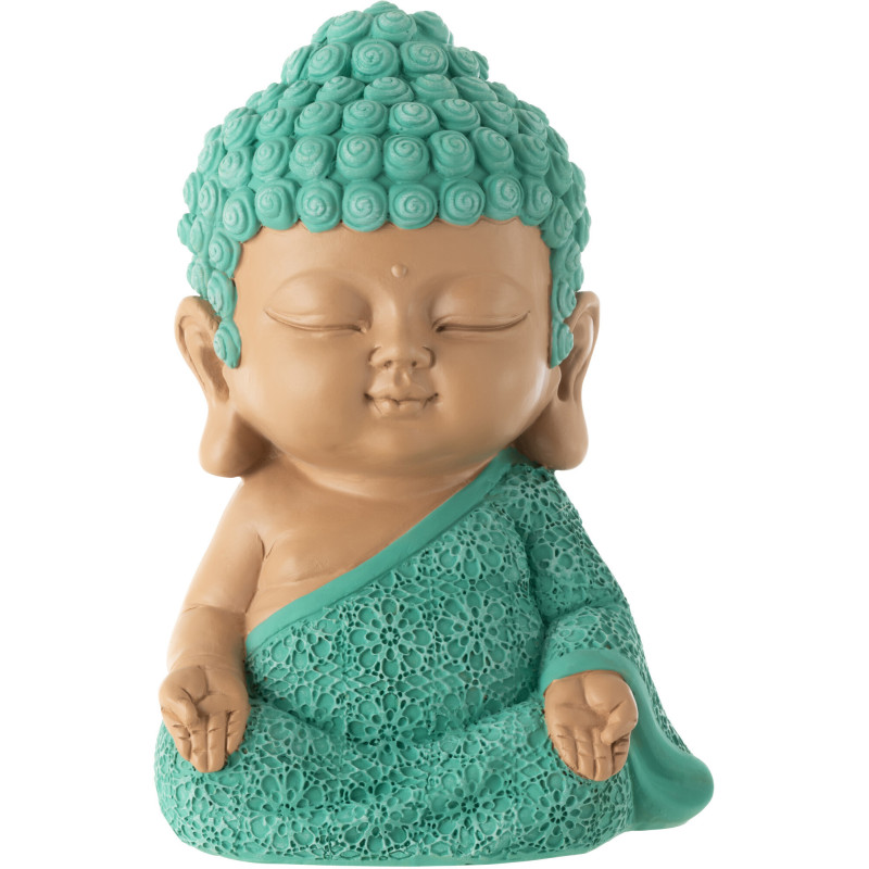 Statuette déco Moine Priant Hauteur 19 cm en Résine Beige Bleu azur Tanu - 1