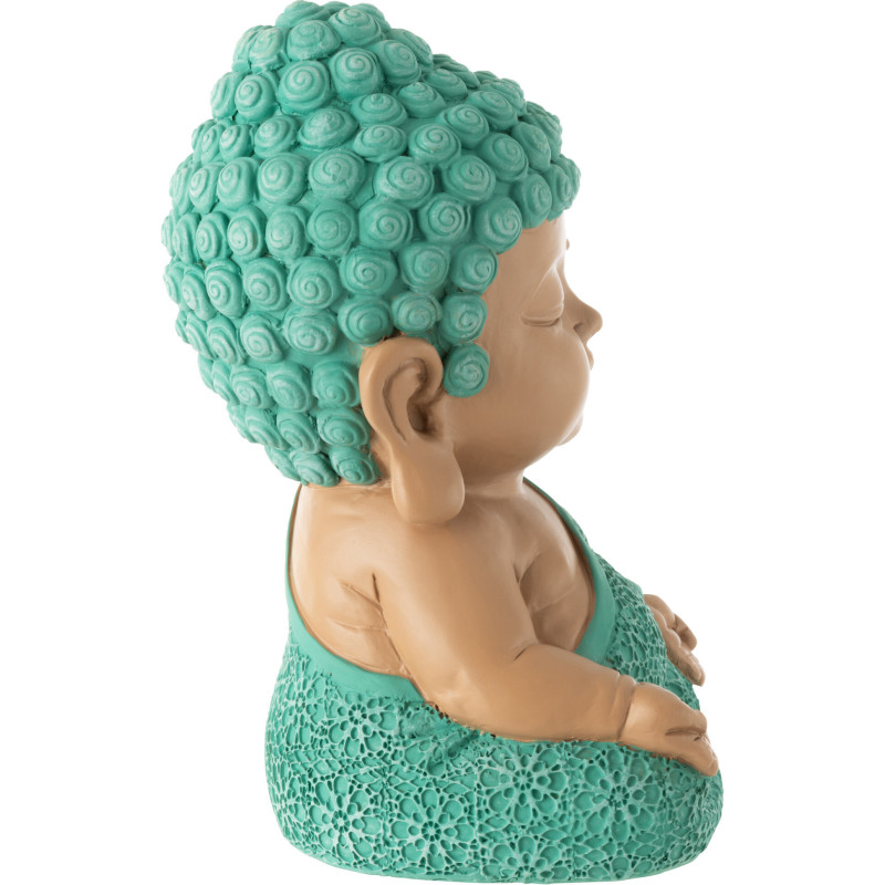 Statuette déco Moine Priant Hauteur 19 cm en Résine Beige Bleu azur Tanu - 2