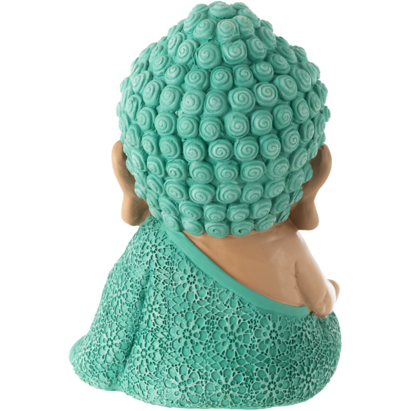 Statuette déco Moine Priant Hauteur 19 cm en Résine Beige Bleu azur Tanu - 3