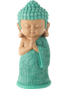 Statue déco Moine Priant Hauteur 32 cm en Résine Beige Bleu azur Tanu - 1