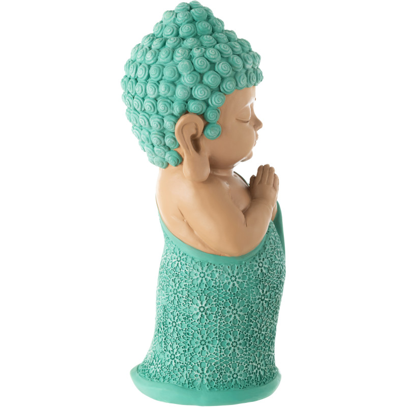 Statue déco Moine Priant Hauteur 32 cm en Résine Beige Bleu azur Tanu - 2