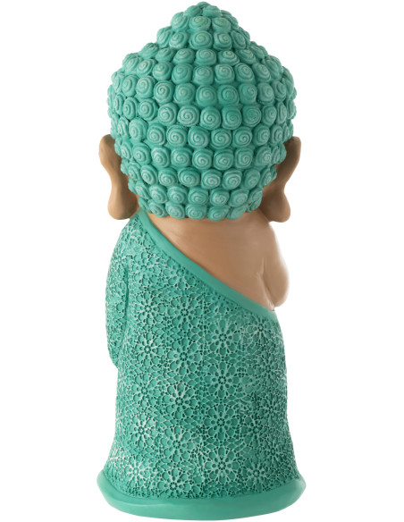 Statue déco Moine Priant Hauteur 32 cm en Résine Beige Bleu azur Tanu - 3