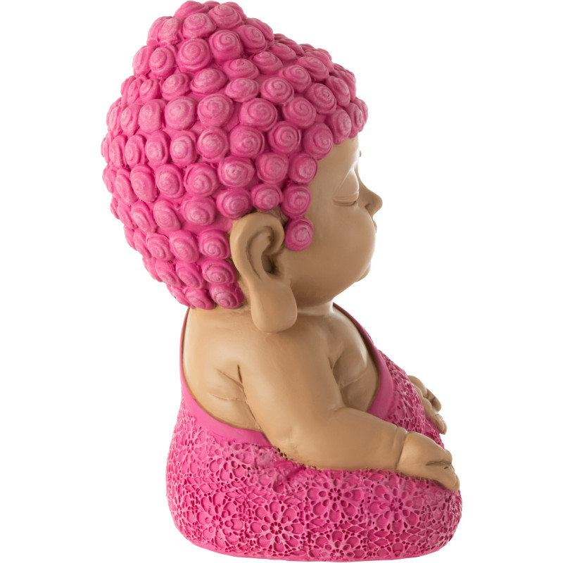 Statuette déco Moine Priant Hauteur 19 cm en Résine Rose fuchsia Bleu azur Tanu - 2