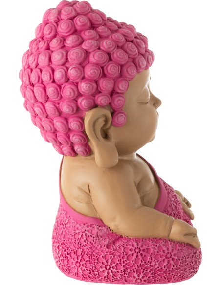 Statuette déco Moine Priant Hauteur 19 cm en Résine Rose fuchsia Bleu azur Tanu - 2