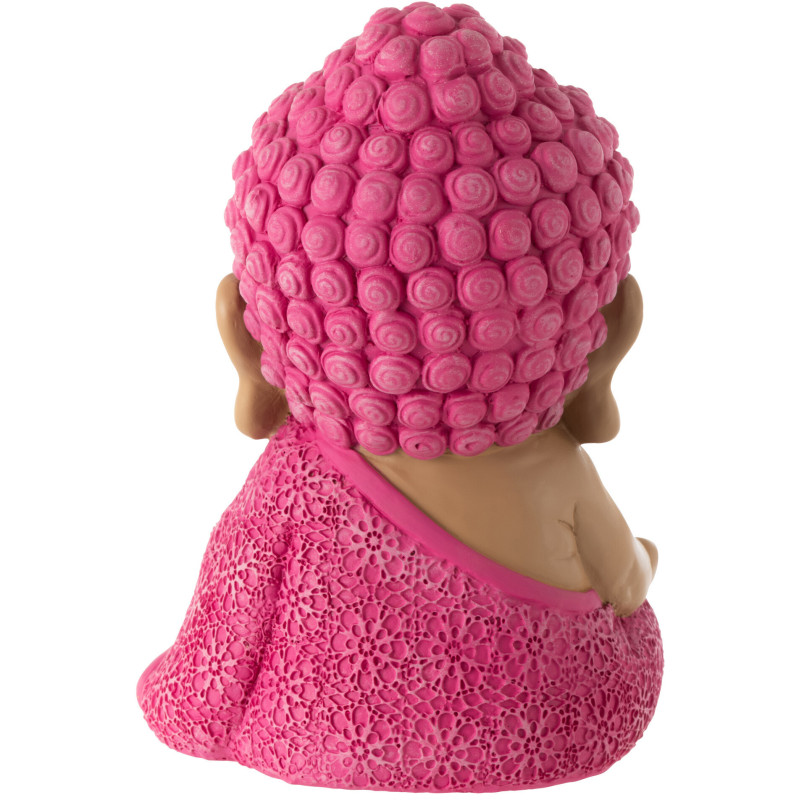 Statuette déco Moine Priant Hauteur 19 cm en Résine Rose fuchsia Bleu azur Tanu - 3