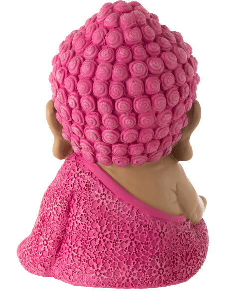 Statuette déco Moine Priant Hauteur 19 cm en Résine Rose fuchsia Bleu azur Tanu - 3