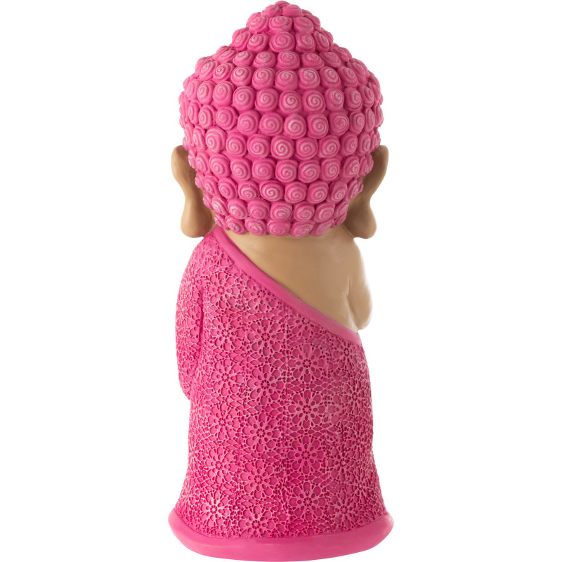 Statue déco Moine Priant Hauteur 32 cm en Résine Rose fuchsia Bleu azur Tanu - 3