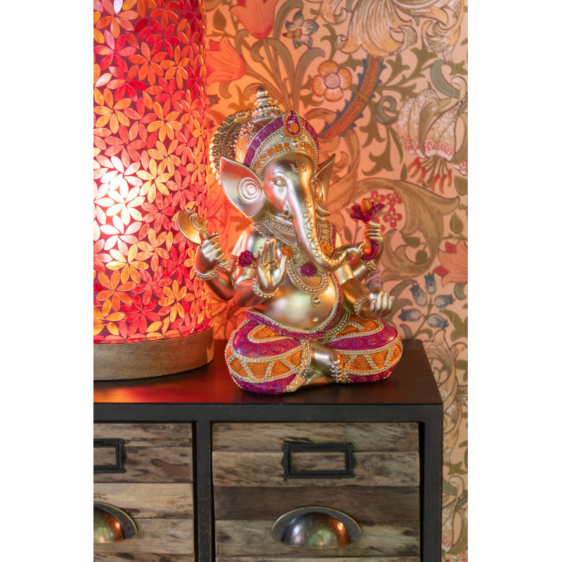 Statue déco indienne Ganesha assis Hauteur 28 cm en Résine Doré Jeny - 2