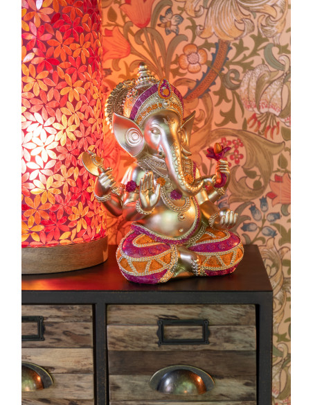 Statue déco indienne Ganesha assis Hauteur 28 cm en Résine Doré Jeny - 2