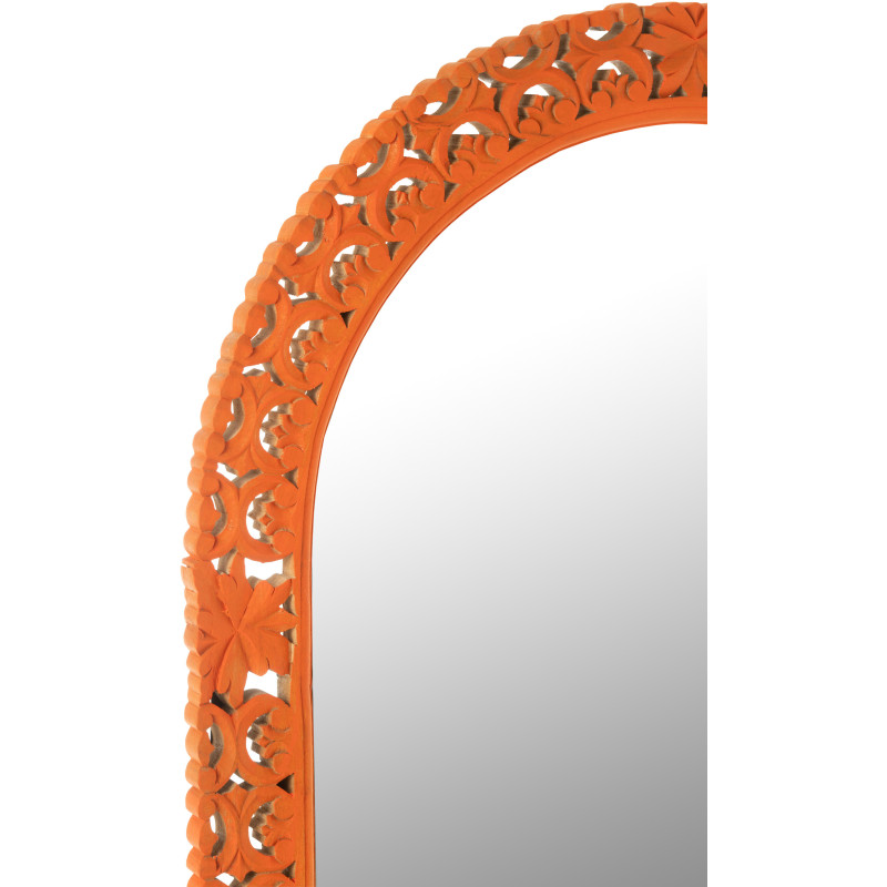 Grand Miroir mural indien Arrondi 70x160 en Bois Orange Sculpté Mumbai - 2